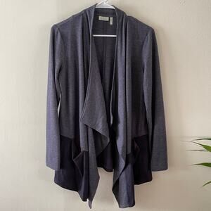 LOGO Lounge French Terry Cardigan Womens Small Purple Faux Suede Casual Layering